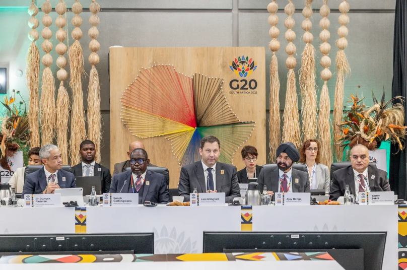 Ministros das Finanças participam das reuniões de Representantes das Finanças e Bancos Centrais do G20 e de Ministros das Finanças e Governadores dos Bancos Centrais em Zimbali, África do Sul.Fotógrafo: Rajesh Jantilal/AFP/Getty Images