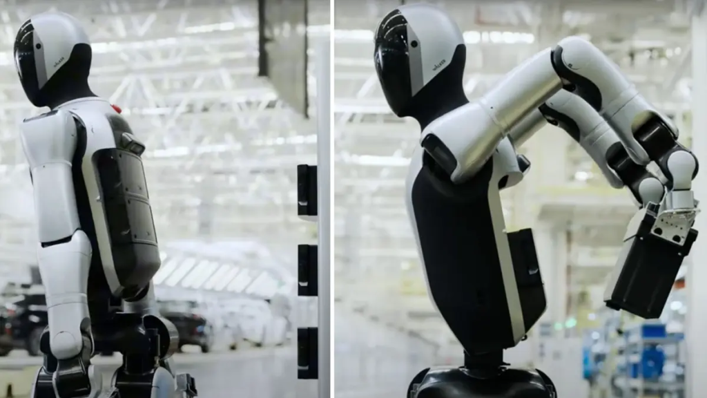 Com braços precisos e decisões em tempo real, ele opera como um trabalhador incansável, consciente do próprio ritmo e capaz de agir em rede com outros robôs.