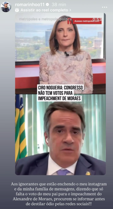 Filho de Romário nos Stories