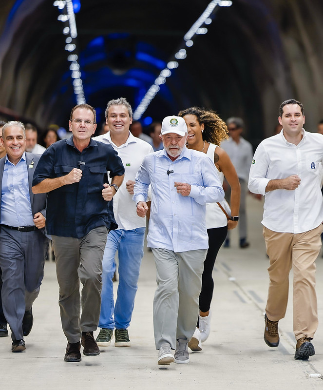 Lula e Eduardo Paes na inauguração do Túnel Moacyr Sreder Bastos