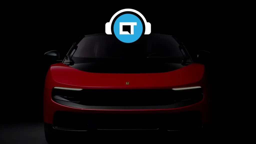 Carro elétrico da Ferrari em destaque com logotipo do Canaltech sobreposto. (Foto: canaltech.com.br)