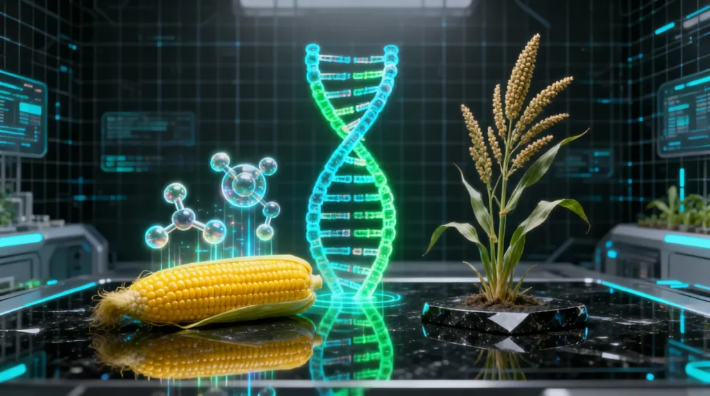 Ilustração editorial sobre Cientistas chineses resgatam gene perdido do milho ancestral e elevam teor proteico do grão. (Ilus