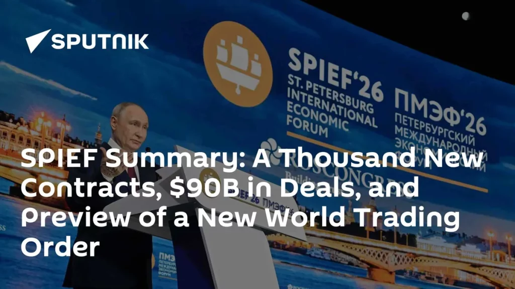 O presidente russo Vladimir Putin discursa no Fórum Econômico Internacional de São Petersburgo (SPIEF'26). (Foto: sputnikglob